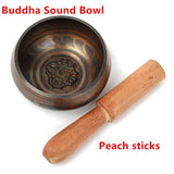 1 set Copper Buddha Sound Bowl Alms Bowl Yoga Tibetan Meditation Singing Bowl With Hand Stick Metal Crafts Ornaments GPD8049
