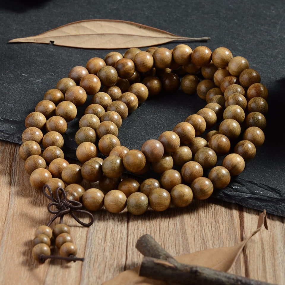 108 Tibetan Buddhist For Men Natural Green Sandalwood Prayer Malas Fashion Wooden Beaded Necklace Bracelets