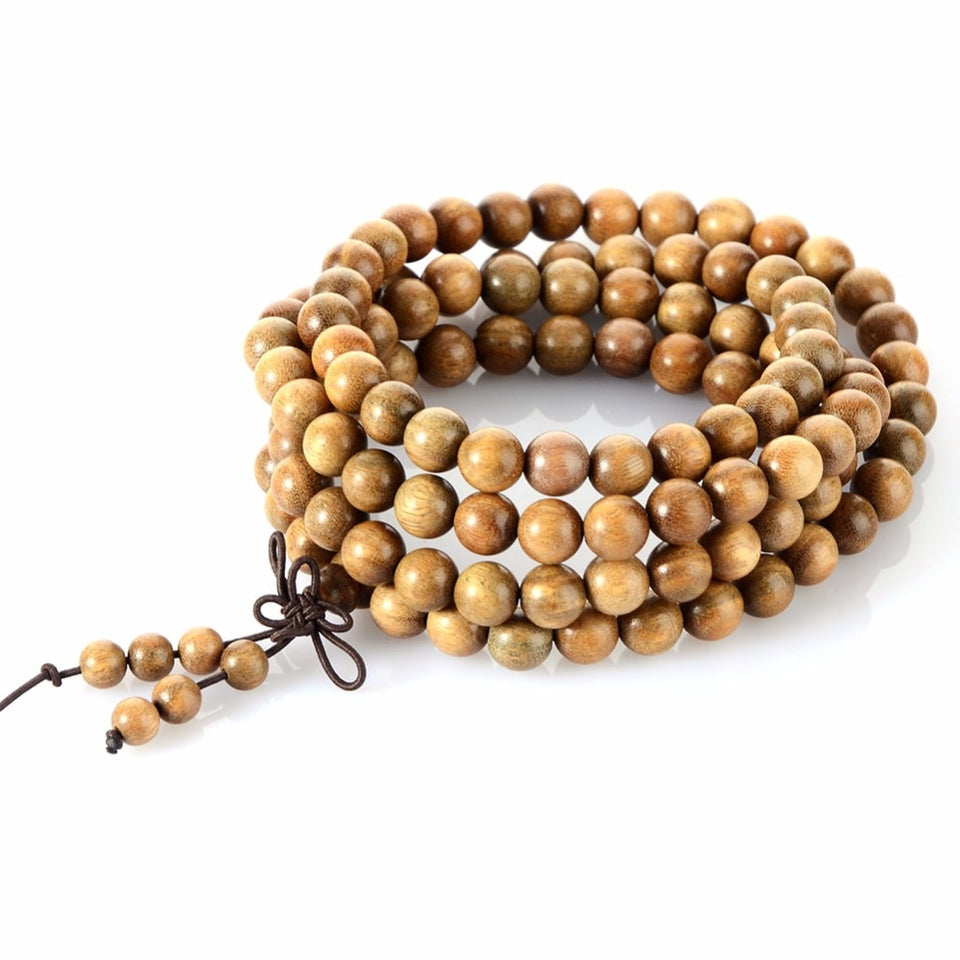108 Tibetan Buddhist For Men Natural Green Sandalwood Prayer Malas Fashion Wooden Beaded Necklace Bracelets