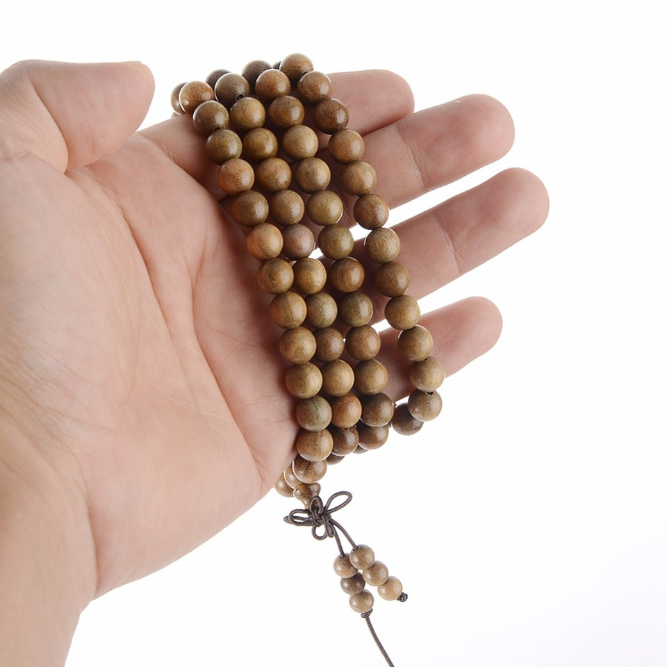 108 Tibetan Buddhist For Men Natural Green Sandalwood Prayer Malas Fashion Wooden Beaded Necklace Bracelets
