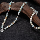 108 Beaded Multi-layer Wrap Matte Amazonite Stones Lotus OM Buddha Tree of Life Charm Yoga Bracelets