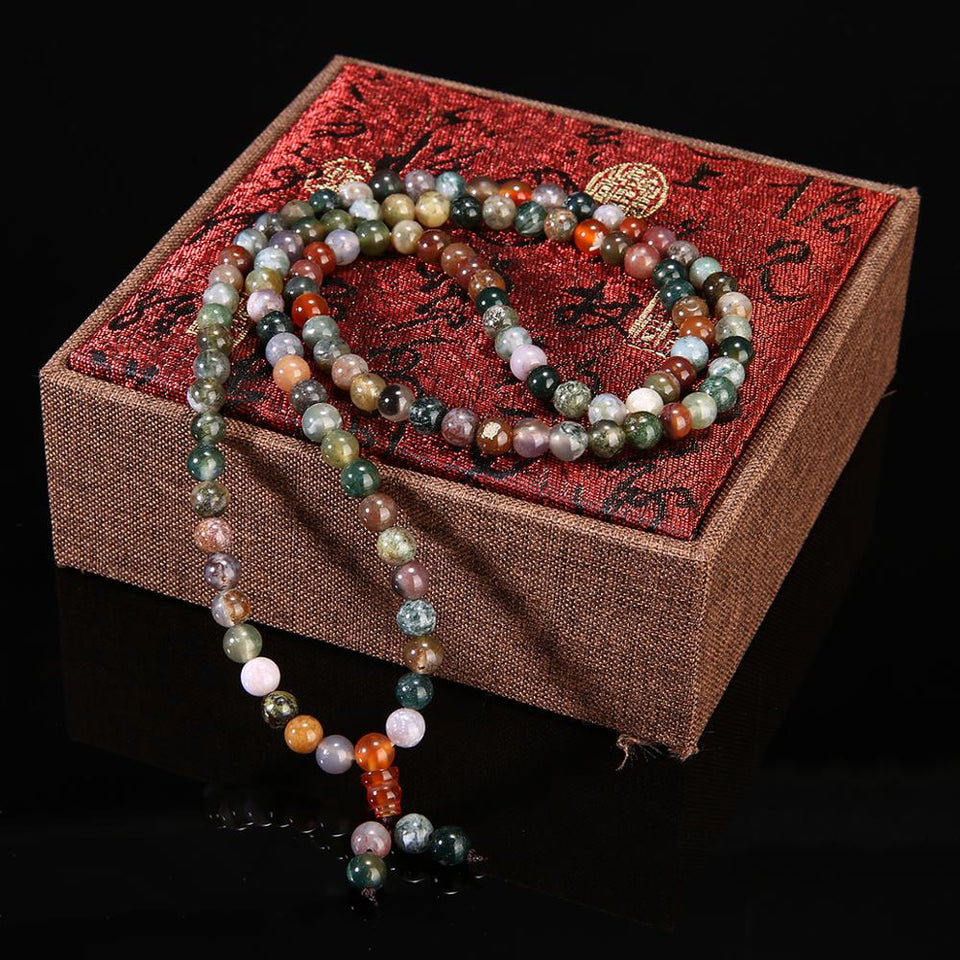 108 Beads Mala Bracelet Necklace 6mm Crystal Buddha Bracelet Prayer Bless Tibetan Buddhist Bracelet/Necklace for Women girls