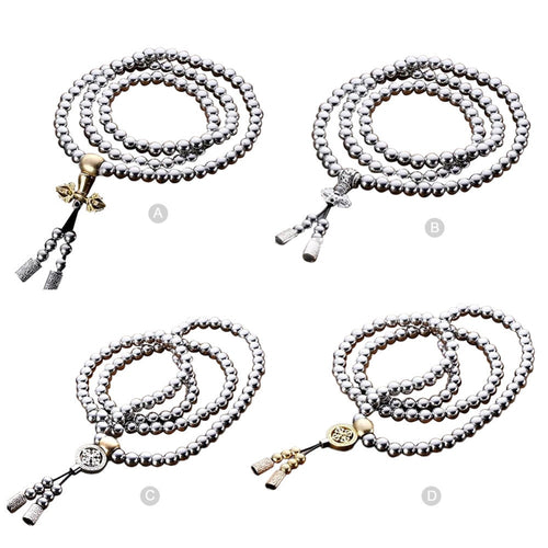 108 Buddha Beads Necklace Chain Outdoor Full Steel Self Defense Hand Bracelet Chain  Personal Protection Multi Tools