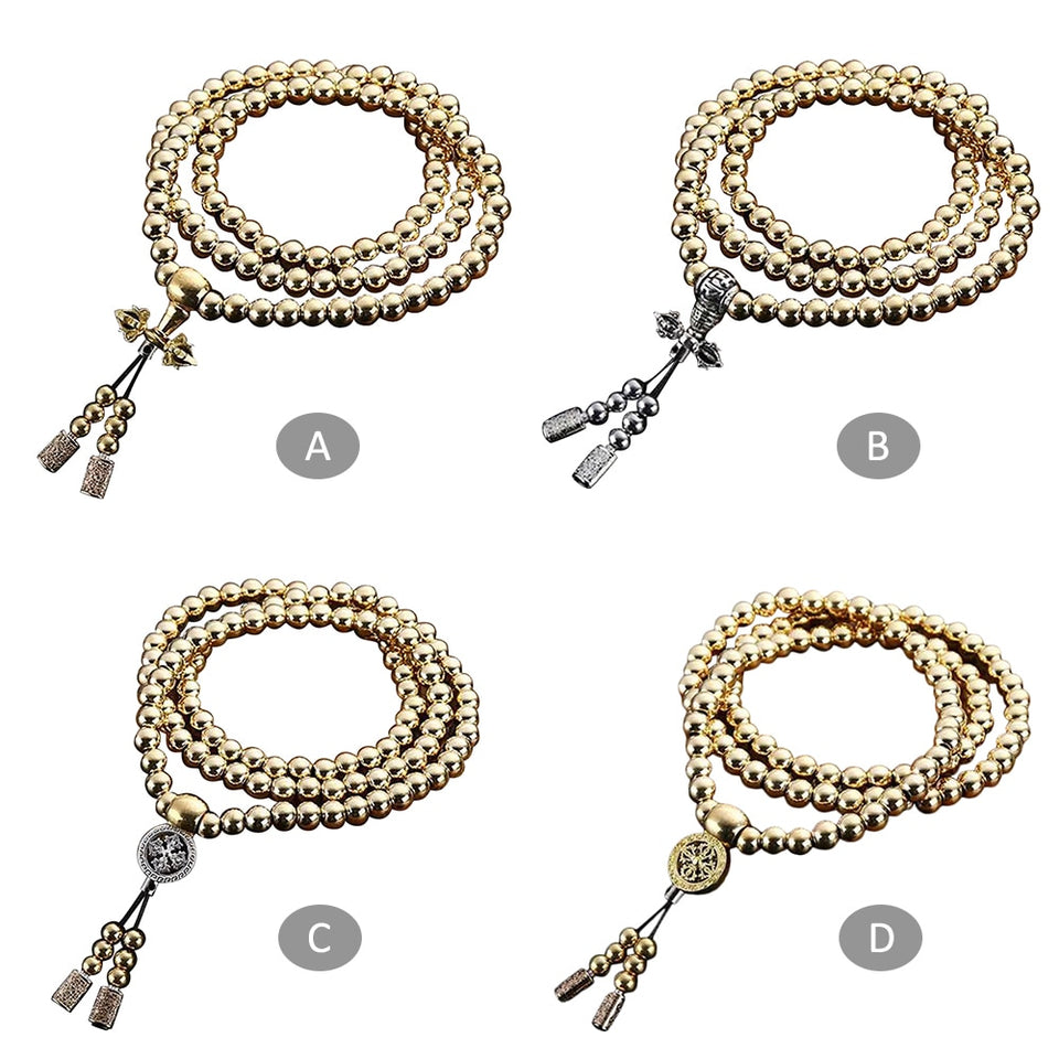108 Buddha Beads Necklace Chain Outdoor Full Steel Self Defense Hand Bracelet Chain  Personal Protection Multi Tools