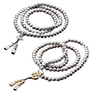 108 Buddha Beads Necklace Chain Outdoor Full Steel Self Defense Hand Bracelet Chain  Personal Protection Multi Tools