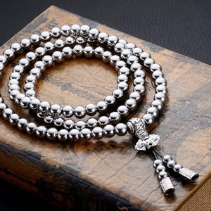 108 Buddha Beads Necklace Chain Outdoor Full Steel Self Defense Hand Bracelet Chain  Personal Protection Multi Tools