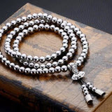 108 Buddha Beads Necklace Chain Outdoor Full Steel Self Defense Hand Bracelet Chain  Personal Protection Multi Tools