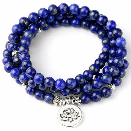 108 Mala Bracelet Prayer Beads Natural lapis lazuli Beads Meditation Mala Beads Bracelet Tibetan Healing Men Jewelry