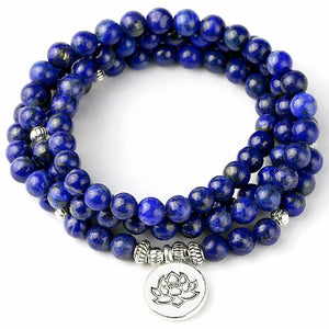 108 Mala Bracelet Prayer Beads Natural lapis lazuli Beads Meditation Mala Beads Bracelet Tibetan Healing Men Jewelry