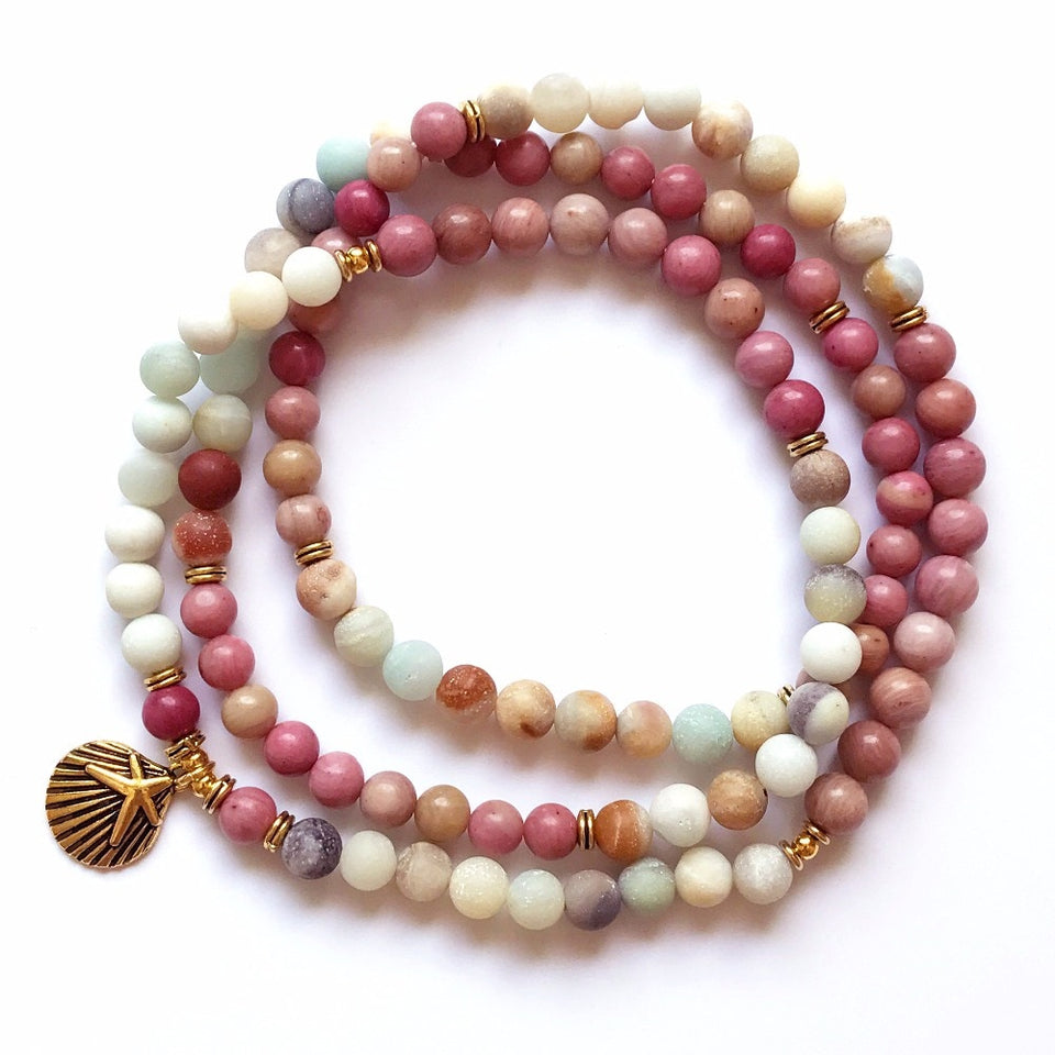 108 Mala Rhodonite Balances Rhodonite Bracelet New Design Women`s Yoga Bracelet Healing Spiritual Gift Amazonite Bracelets