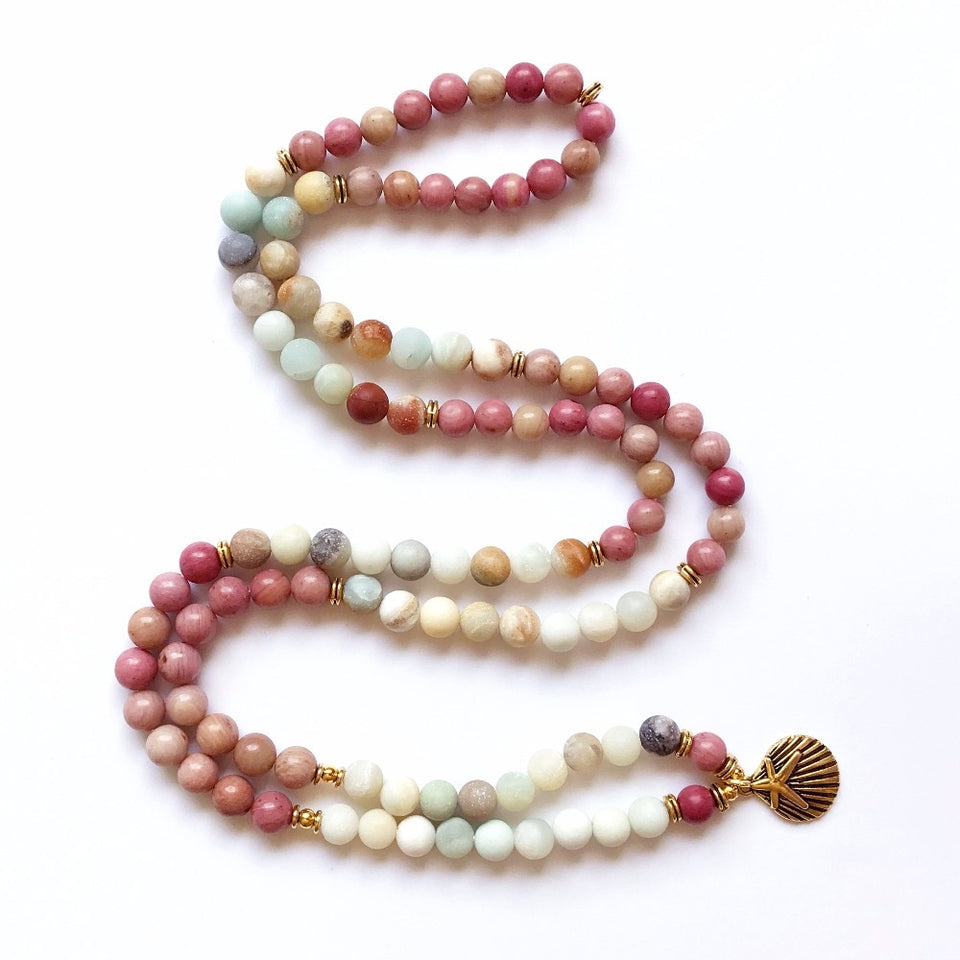 108 Mala Rhodonite Balances Rhodonite Bracelet New Design Women`s Yoga Bracelet Healing Spiritual Gift Amazonite Bracelets