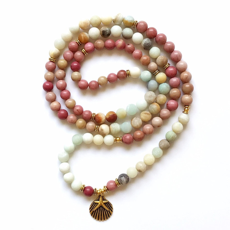 108 Mala Rhodonite Balances Rhodonite Bracelet New Design Women`s Yoga Bracelet Healing Spiritual Gift Amazonite Bracelets