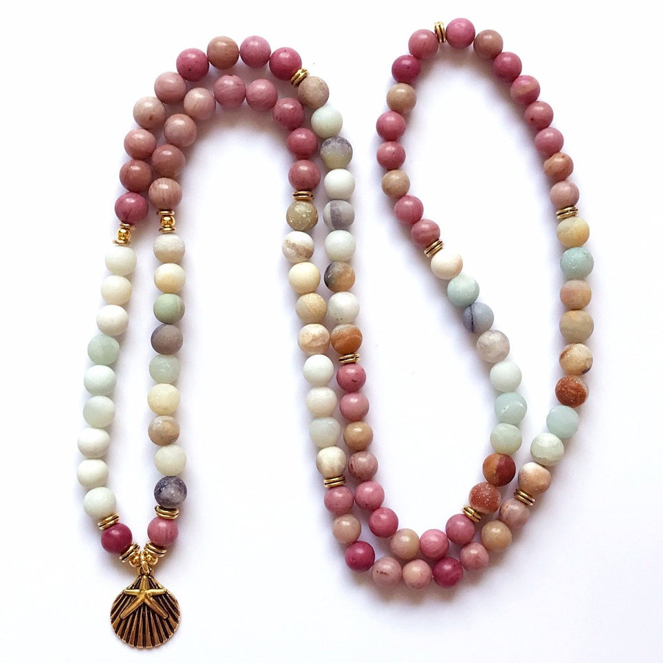 108 Mala Rhodonite Balances Rhodonite Bracelet New Design Women`s Yoga Bracelet Healing Spiritual Gift Amazonite Bracelets