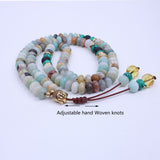 108 Natural stone beads with Buddha mala necklace yoga jewelry meditation Prayer beads Handmade artisan Necklace with stone