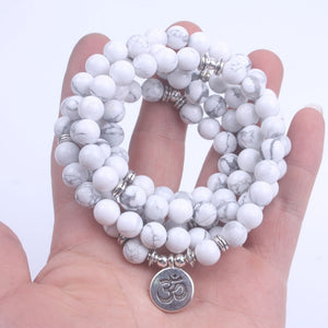 108 mala beads with Lotus OM Buddha Charm bracelet for women Natural stone jewelry yoga bracelet