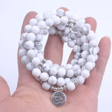 108 mala beads with Lotus OM Buddha Charm bracelet for women Natural stone jewelry yoga bracelet