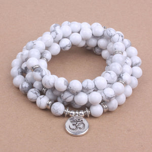 108 mala beads with Lotus OM Buddha Charm bracelet for women Natural stone jewelry yoga bracelet