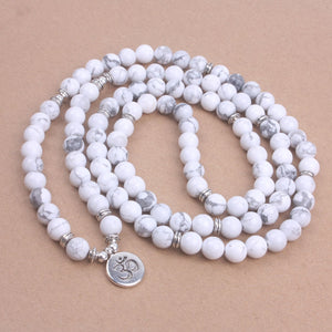 108 mala beads with Lotus OM Buddha Charm bracelet for women Natural stone jewelry yoga bracelet