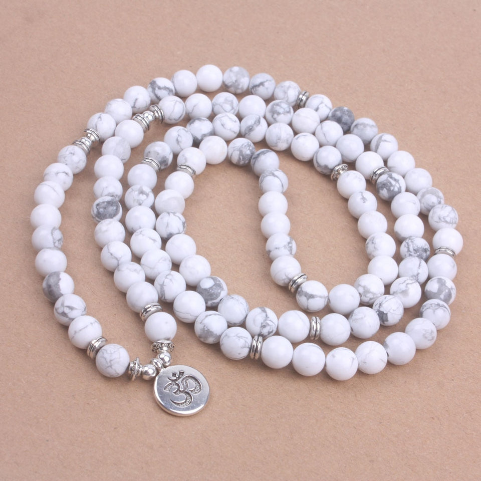 108 mala beads with Lotus OM Buddha Charm bracelet for women Natural stone jewelry yoga bracelet