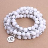 108 mala beads with Lotus OM Buddha Charm bracelet for women Natural stone jewelry yoga bracelet
