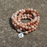 108 natural stone and Lotus OM charm Buddha 108 Beaded Prayer Bracelet or natural stone necklace jewelry