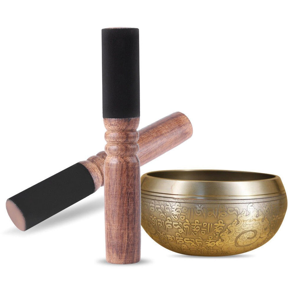 Tibetan Buddhism Singing Bowl Mallet Wood Striker w/ Leather Head Wrapped with premium Leathe Relax Yoga Art Crafts