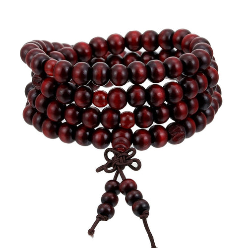 Natural Sandalwood Buddhist Buddha Meditation Wood Prayer Bead Mala Bracelet Bangles Women Men Jewelry 108 Beads