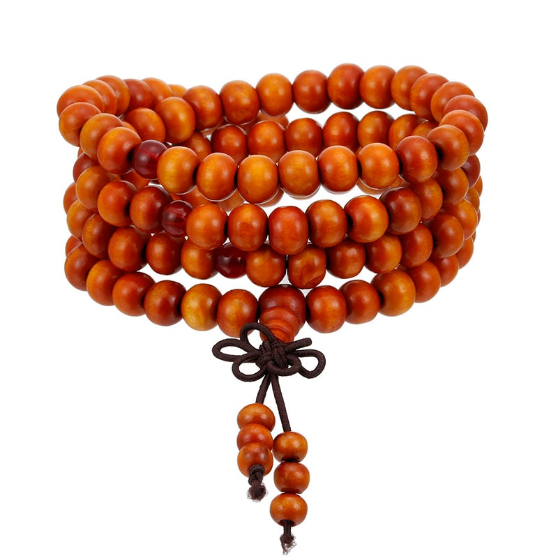 Natural Sandalwood Buddhist Buddha Meditation Wood Prayer Bead Mala Bracelet Bangles Women Men Jewelry 108 Beads