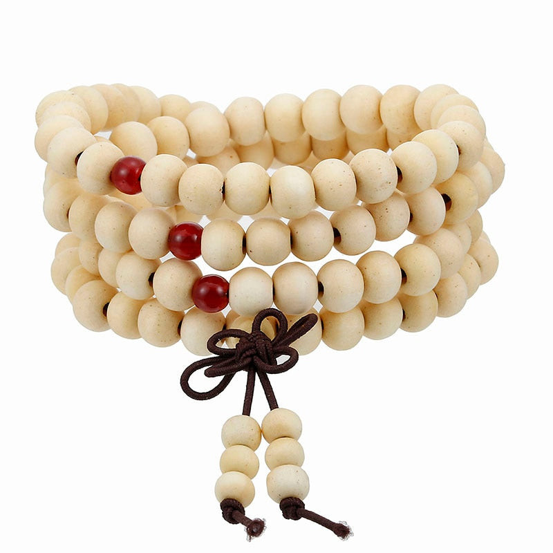 Natural Sandalwood Buddhist Buddha Meditation Wood Prayer Bead Mala Bracelet Bangles Women Men Jewelry 108 Beads