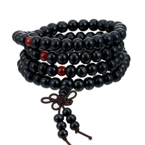 Natural Sandalwood Buddhist Buddha Meditation Wood Prayer Bead Mala Bracelet Bangles Women Men Jewelry 108 Beads
