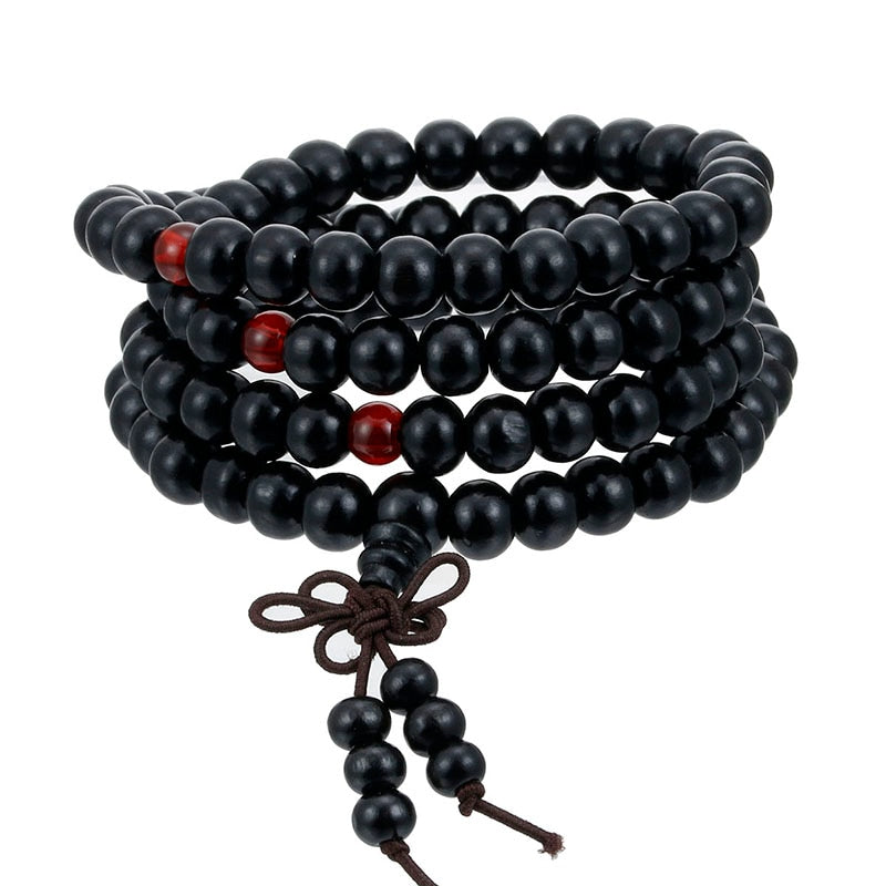 Natural Sandalwood Buddhist Buddha Meditation Wood Prayer Bead Mala Bracelet Bangles Women Men Jewelry 108 Beads