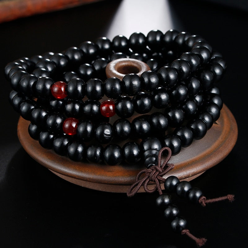 Natural Sandalwood Buddhist Buddha Meditation Wood Prayer Bead Mala Bracelet Bangles Women Men Jewelry 108 Beads