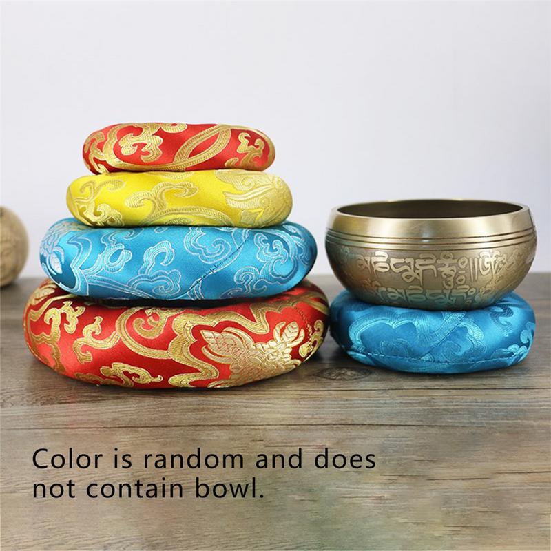 1pc Random Color Tibetan Singing Bowl Mat Pad Himalayan Hand Hammered Chakra Meditation Religion Belief Buddhist Supplies