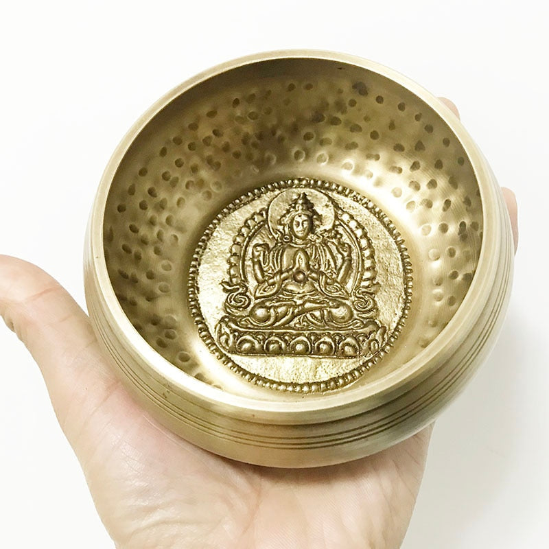 New Arrival Buddha Style High Quality Hand Hammered Buddha Pattern Tibet Singing Bowls