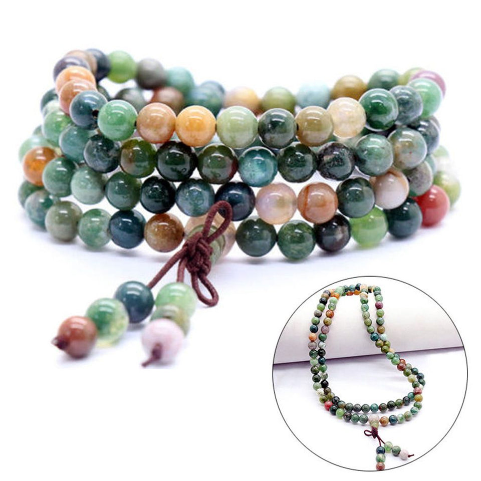 New Rhinestone texture popular 6mm 108 Prayer Tibetan India Buddhist Beads Mala Bless Bracelet Necklace