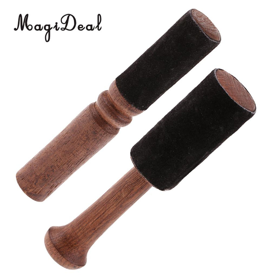 2PCS Tibetan Wood Singing Bowl Strikers Buddhism Meditation Mallet 12.5/12.7cm