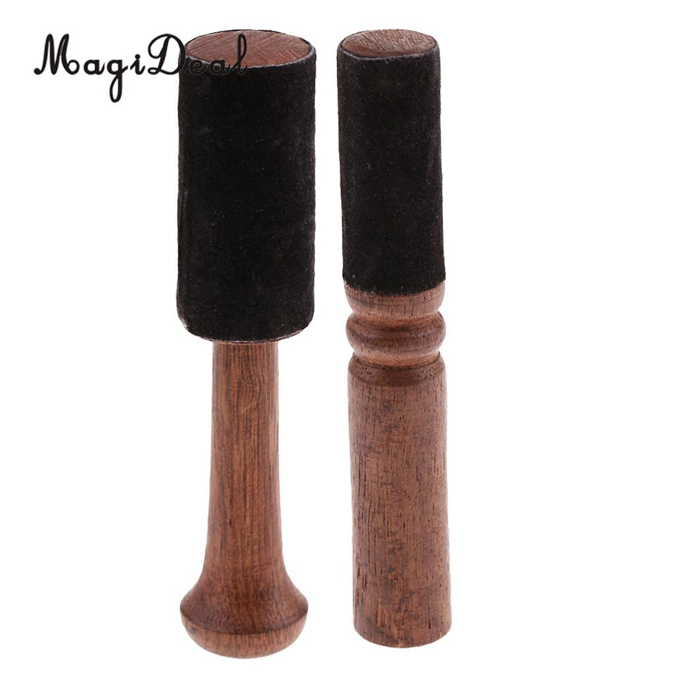 2PCS Tibetan Wood Singing Bowl Strikers Buddhism Meditation Mallet 12.5/12.7cm