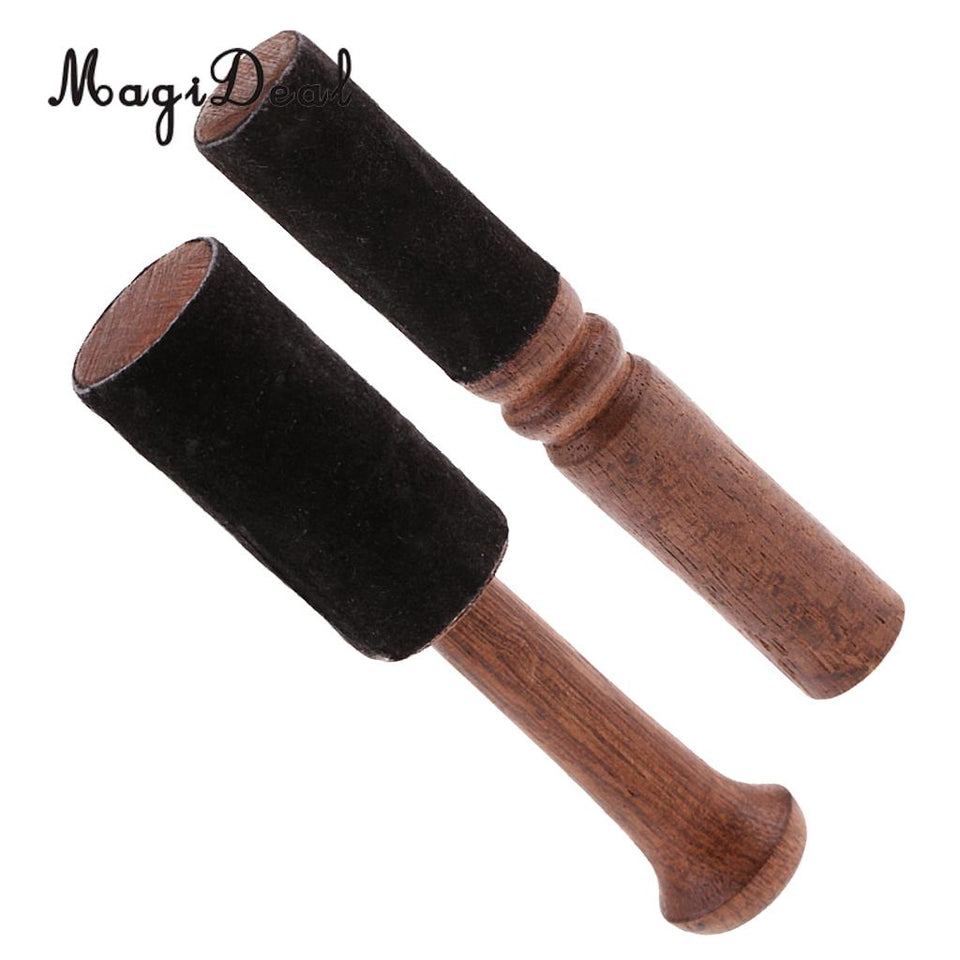 2PCS Tibetan Wood Singing Bowl Strikers Buddhism Meditation Mallet 12.5/12.7cm