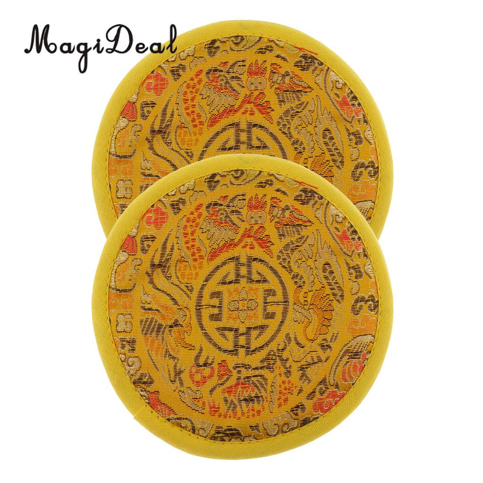 2pcs Round Cloth Tibetan Singing Bowl Cushion Pillow for Dharma Diameter 12cm