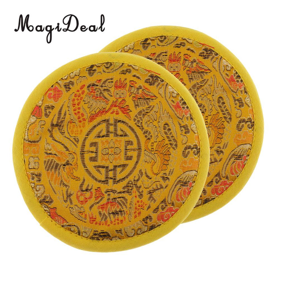 2pcs Round Cloth Tibetan Singing Bowl Cushion Pillow for Dharma Diameter 12cm