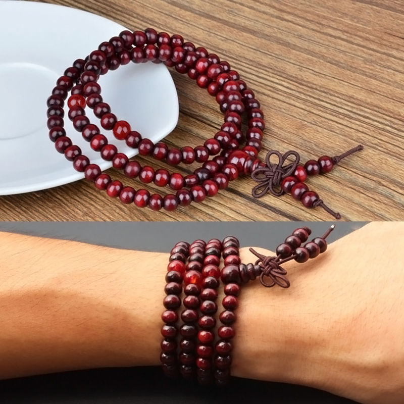 6MM108 Sandalwood Bead Mala 108 Prayer Bracelet yoga Chakas Buddhism energy Wristband Healing cuff natural Bless spirituality