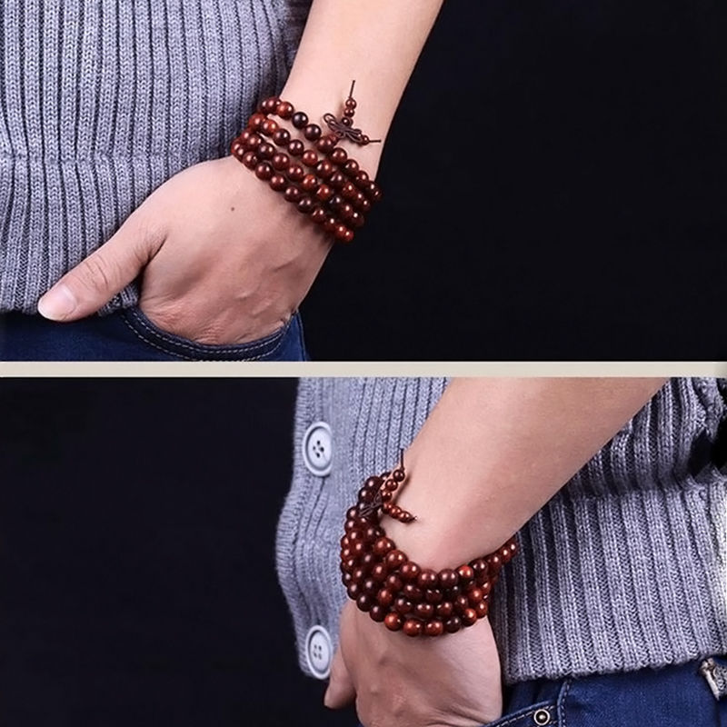 6MM108 Sandalwood Bead Mala 108 Prayer Bracelet yoga Chakas Buddhism energy Wristband Healing cuff natural Bless spirituality
