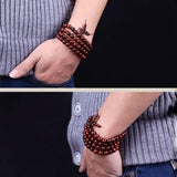 6MM108 Sandalwood Bead Mala 108 Prayer Bracelet yoga Chakas Buddhism energy Wristband Healing cuff natural Bless spirituality
