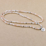 108 Prayer Beads Mala Bracelet Pink Aventurine Wrapped Wrists Lotus Charm Bracelet for Unisex Buddha Yoga Jewelry