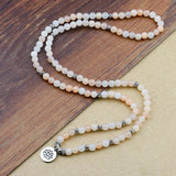 108 Prayer Beads Mala Bracelet Pink Aventurine Wrapped Wrists Lotus Charm Bracelet for Unisex Buddha Yoga Jewelry