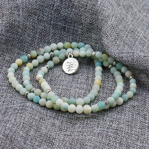 Frosted Amazonite Bracelet Prayer Beads Tree Life bracelet 108 Amazonite Mala Beads Bracelet For Women ,Energy Bracelet