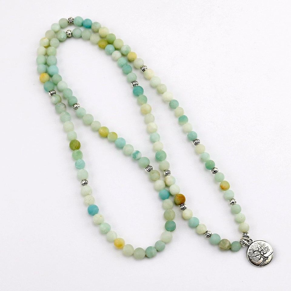 Frosted Amazonite Bracelet Prayer Beads Tree Life bracelet 108 Amazonite Mala Beads Bracelet For Women ,Energy Bracelet