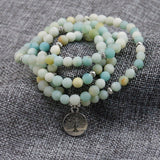 Frosted Amazonite Bracelet Prayer Beads Tree Life bracelet 108 Amazonite Mala Beads Bracelet For Women ,Energy Bracelet