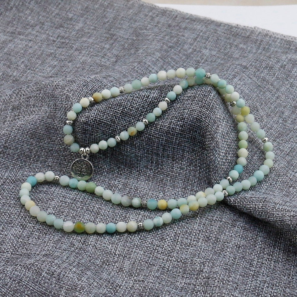 Frosted Amazonite Bracelet Prayer Beads Tree Life bracelet 108 Amazonite Mala Beads Bracelet For Women ,Energy Bracelet