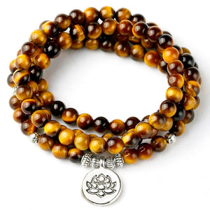 Natural A Grade Tiger Eye Stone 108 Mala Beads Bracelet or Necklace Energy Stone Yoga Mediation For Female Men Male Jewelry
